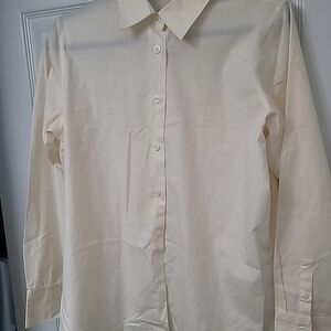Karen scott ivory long sleeve button down shirt blouse